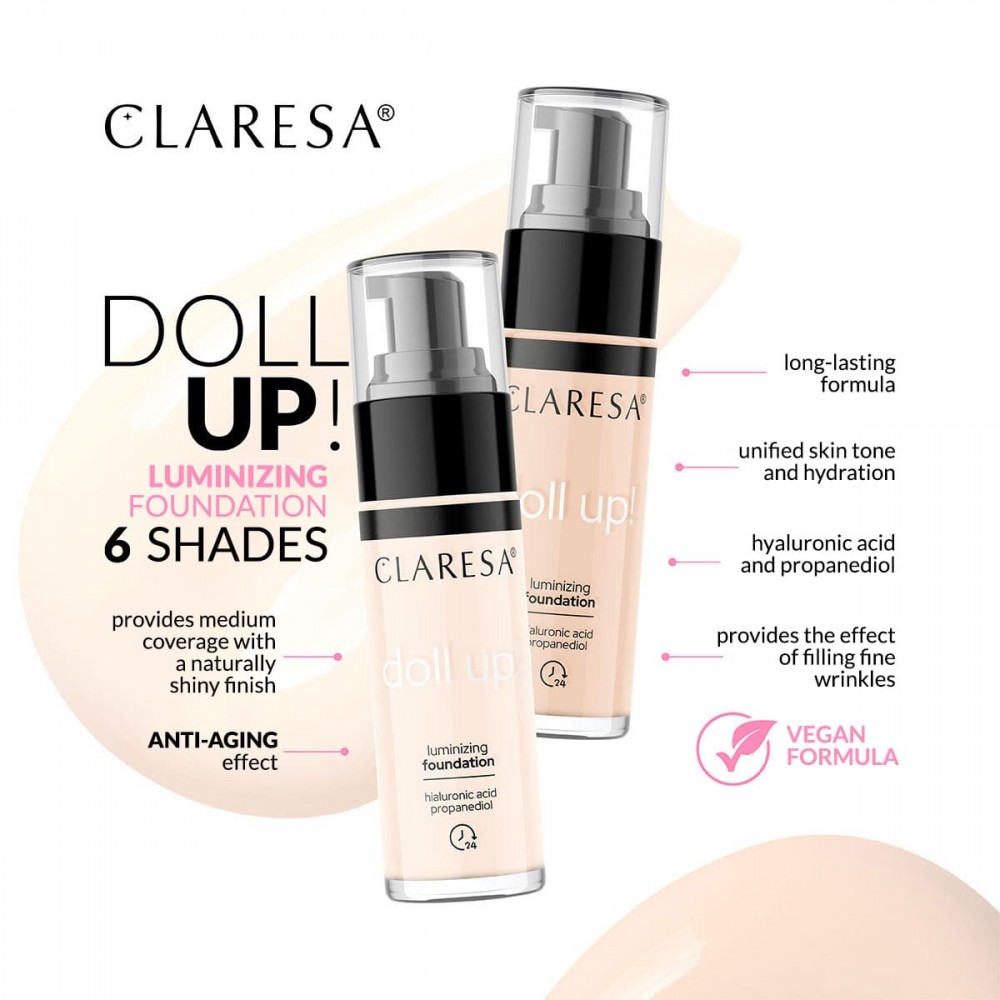 Claresa Doll Up! Luminizing Foundation No 03 Light-Medium (34g) MAKEUP