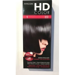 Farcom HD Color 1 Μαύρο – Μόνιμη Βαφή Μαλλιών με Λάμψη και Διάρκεια 60 ml HAIR CARE
