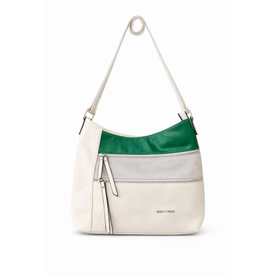 Bag to Bag Tricolore Τσάντα Ωμου με Γκρι και Πράσινες Λεπτομέρειες
