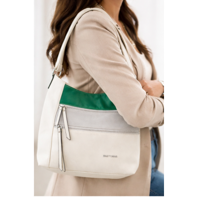 Bag to Bag Tricolore Τσάντα Ωμου με Γκρι και Πράσινες Λεπτομέρειες