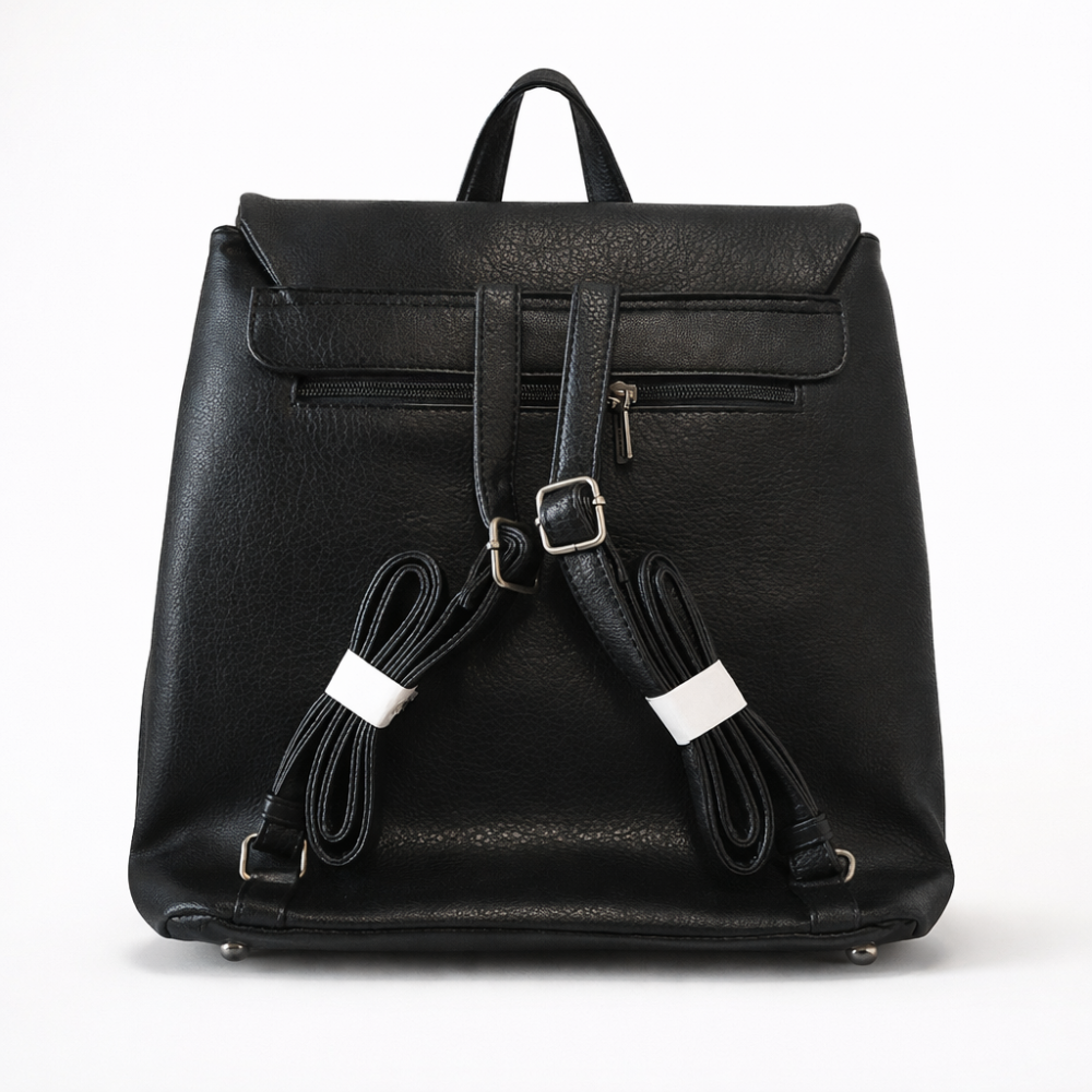 Bag to Bag Γυναικείο Backpack με Καπάκι και Εξωτερική Θήκη - Black ACCESSORIES