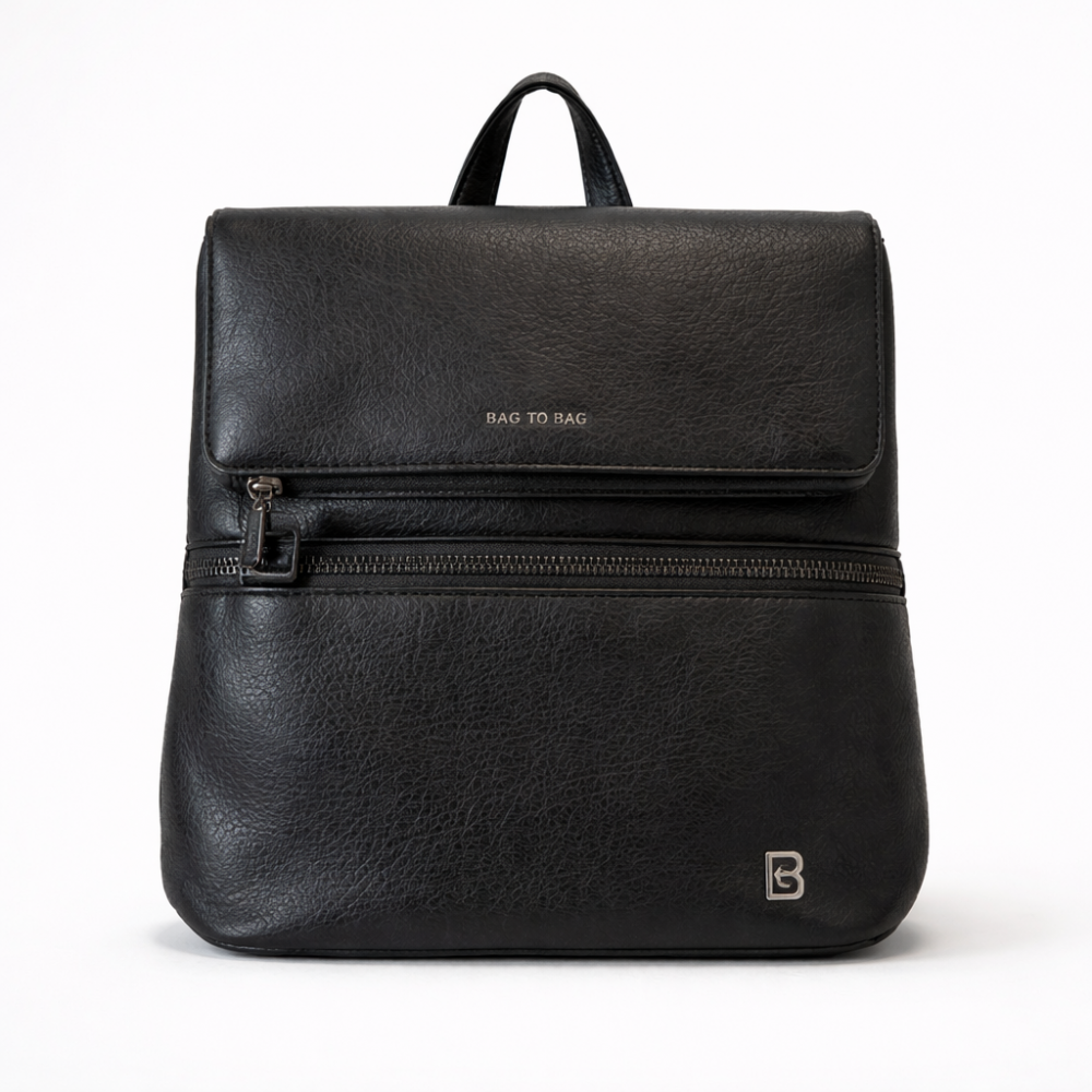 Bag to Bag Γυναικείο Backpack με Καπάκι και Εξωτερική Θήκη - Black ACCESSORIES
