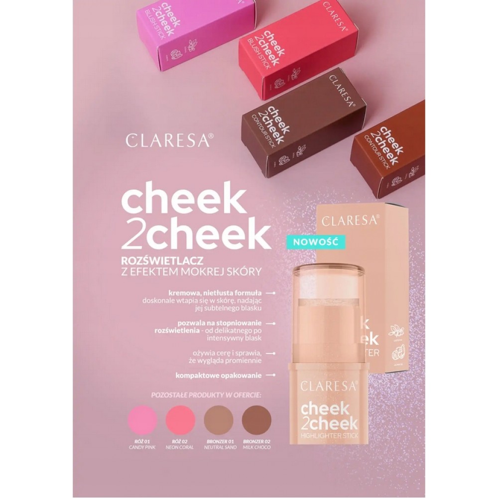 Claresa Cheek 2 Cheek Highlighter Stick No 01 Pearl Shine (6g) MAKEUP