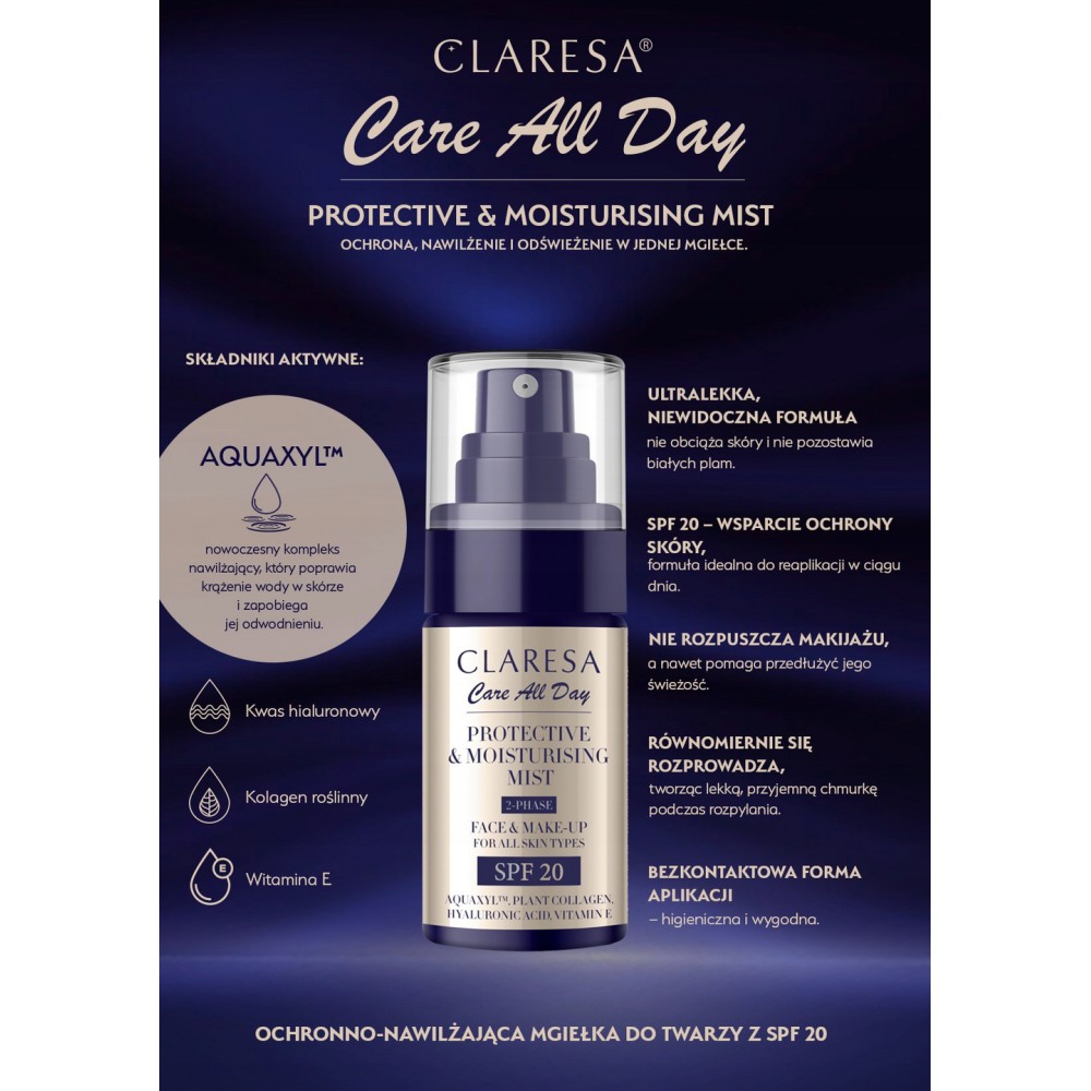Claresa Protective and Moisturising Mist SPF20 (50ml) MAKEUP