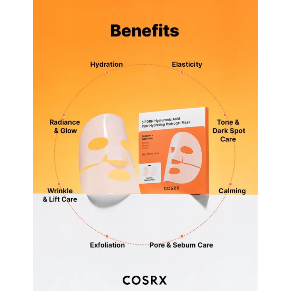 Cosrx 5 Pdrn Hyaluronic Acid Vital Hydrating Hydrogel Mask 34gr SKINCARE