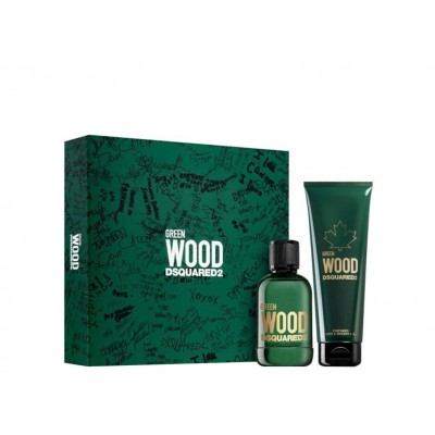 Dsquared2 Wood Green Pour Homme Gift Set Eau De Toilette 100ml and Bath and Shower Gel 50ml