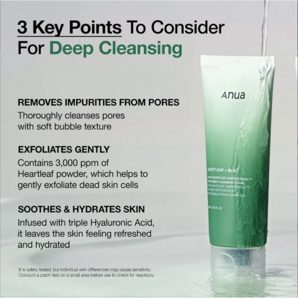 Anua Heartleaf and BHA Quercetinol Pore Deep Cleansing Foam 150ml SKINCARE