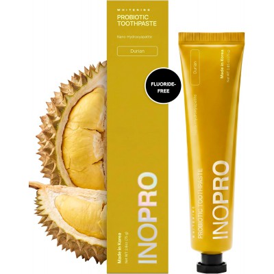 Inopro Whitening Probiotic Toothpaste with Nano Hydroxyapatite, No Fluoride, Durian 75g