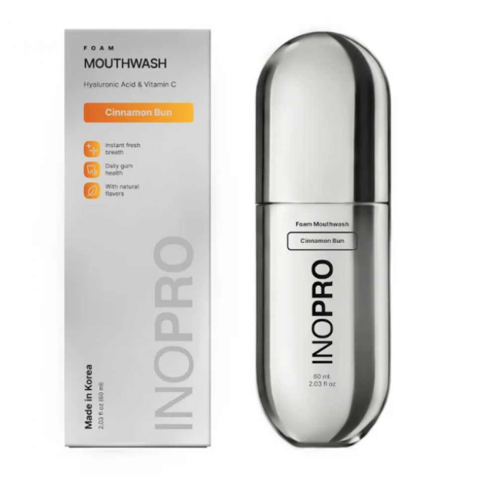 Inopro Foam Mouthwash with Hyaluronic Acid and Vitamin C, Cinnamon Bun 60ml BODY CARE