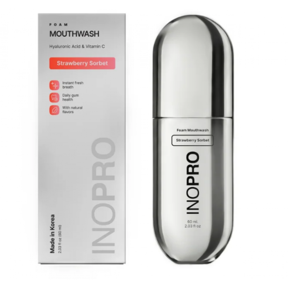 Inopro Foam Mouthwash with Hyaluronic Acid και Vitamin C, Strawberry Sorbet 60ml BODY CARE