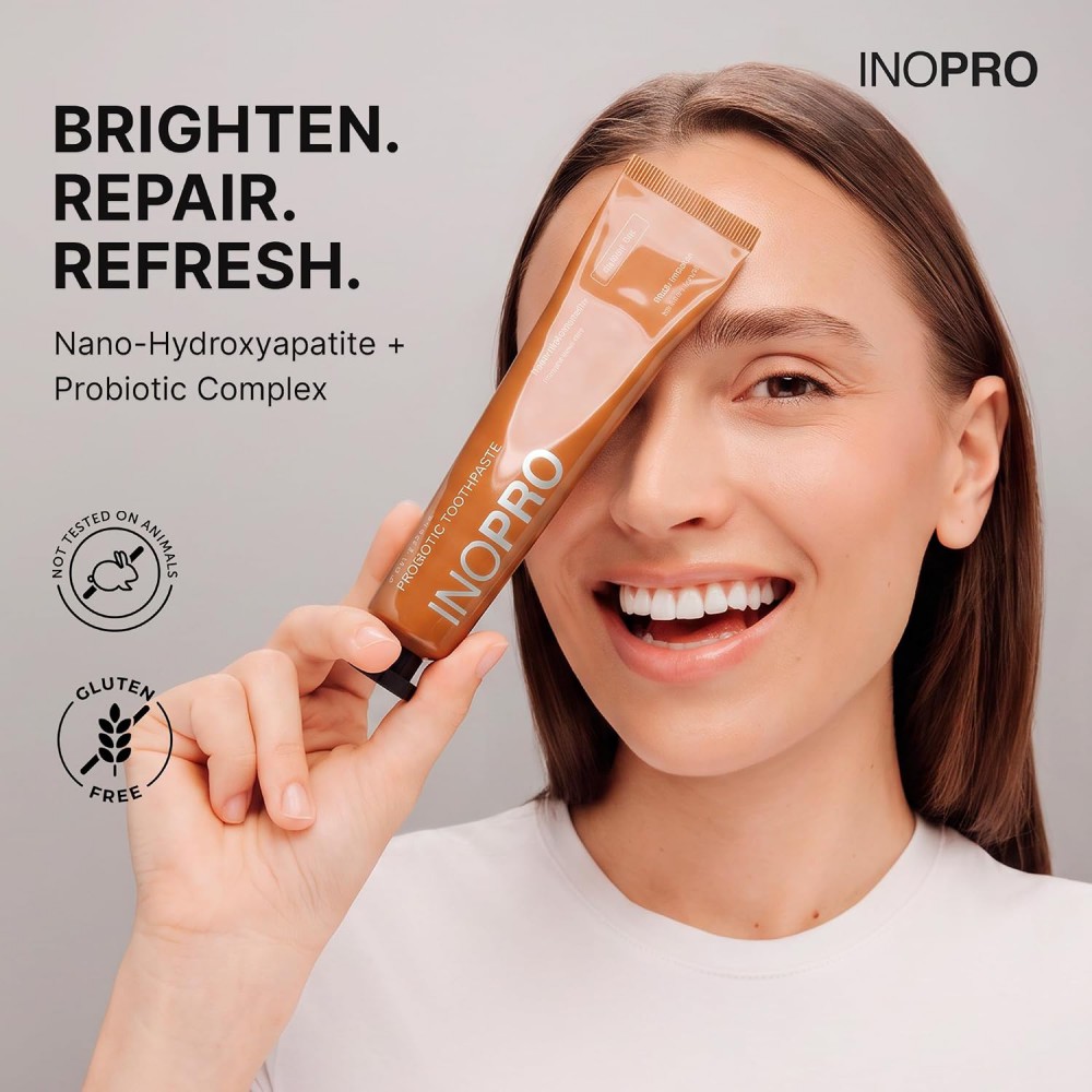 Inopro Whitening Probiotic Toothpaste with Nano Hydroxyapatite, No Fluoride, Bubble Tea 75g BODY CARE