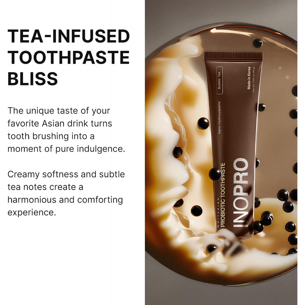 Inopro Whitening Probiotic Toothpaste with Nano Hydroxyapatite, No Fluoride, Bubble Tea 75g BODY CARE