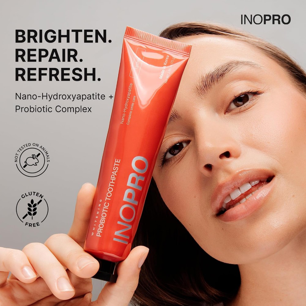 Inopro Whitening Probiotic Toothpaste with Nano Hydroxyapatite, No Fluoride, Lychee, 75g BODY CARE