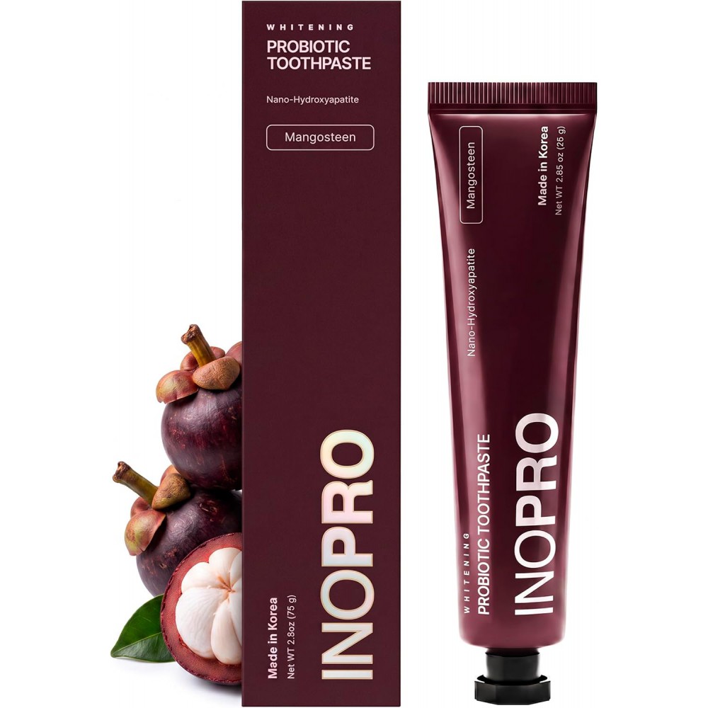 Inopro Whitening Probiotic Toothpaste with Nano Hydroxyapatite, No Fluoride, Mangosteen, 75g BODY CARE