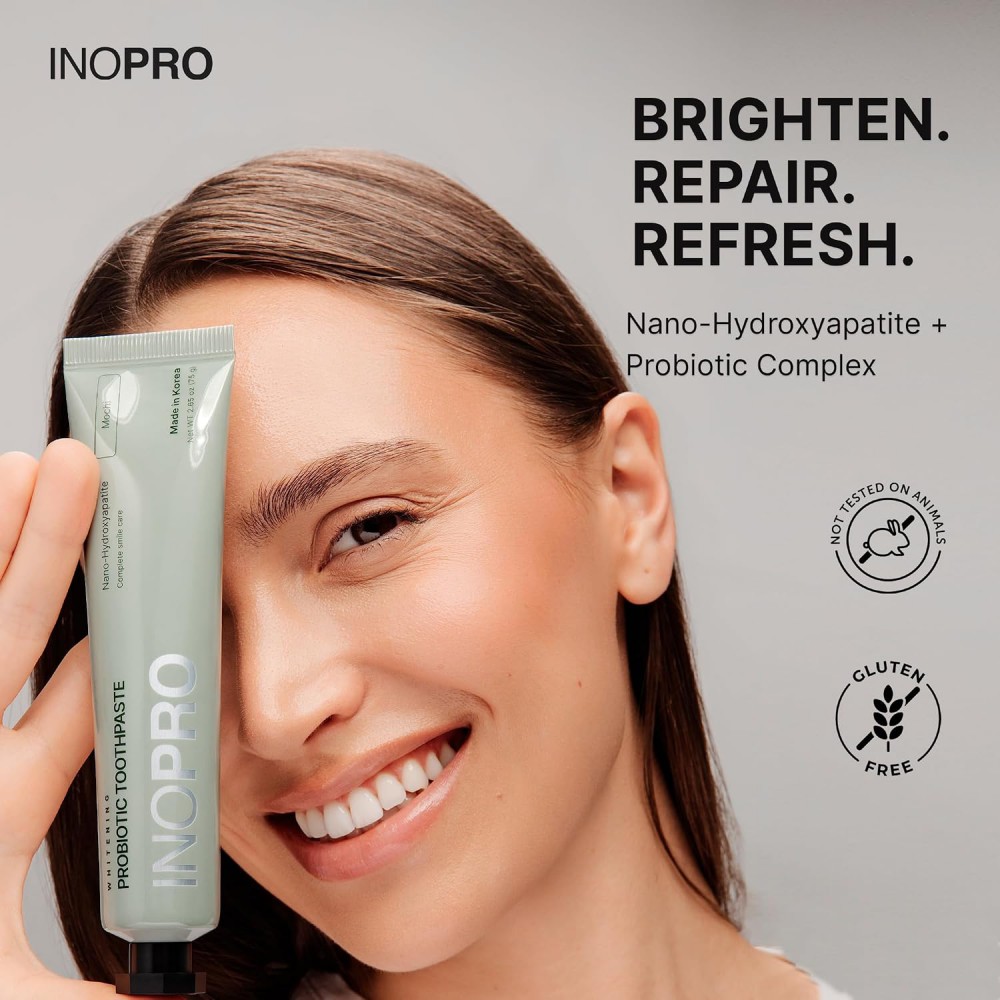 Inopro Whitening Probiotic Toothpaste with Nano Hydroxyapatite, No Fluoride, Mochi, 75g BODY CARE