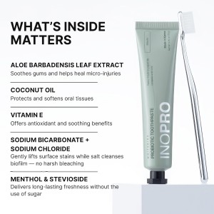 Inopro Whitening Probiotic Toothpaste with Nano Hydroxyapatite, No Fluoride, Mochi, 75g BODY CARE