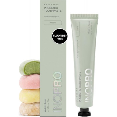 Inopro Whitening Probiotic Toothpaste with Nano Hydroxyapatite, No Fluoride, Mochi, 75g