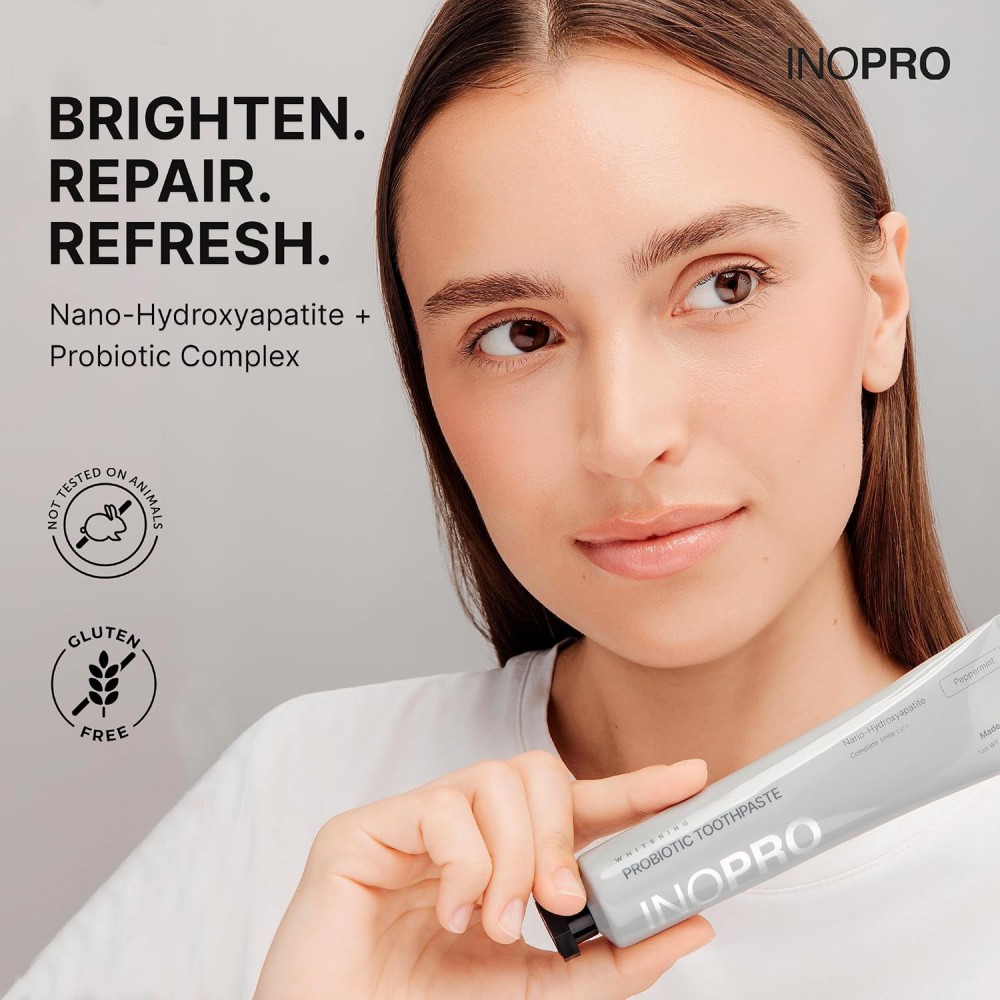 Inopro Whitening Probiotic Toothpaste with Nano Hydroxyapatite, No Fluoride, Peppermint, 75g BODY CARE