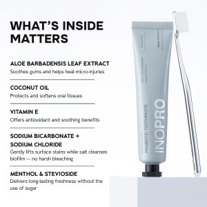 Inopro Whitening Probiotic Toothpaste with Nano Hydroxyapatite, No Fluoride, Peppermint, 75g BODY CARE