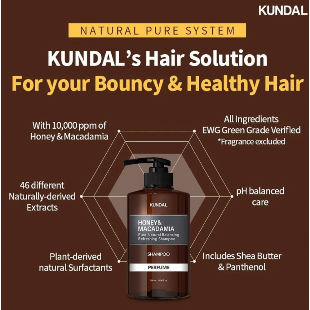 Kundal Honey and Macadamia Nature Shampoo Amber Vanilla 500ml HAIR CARE 