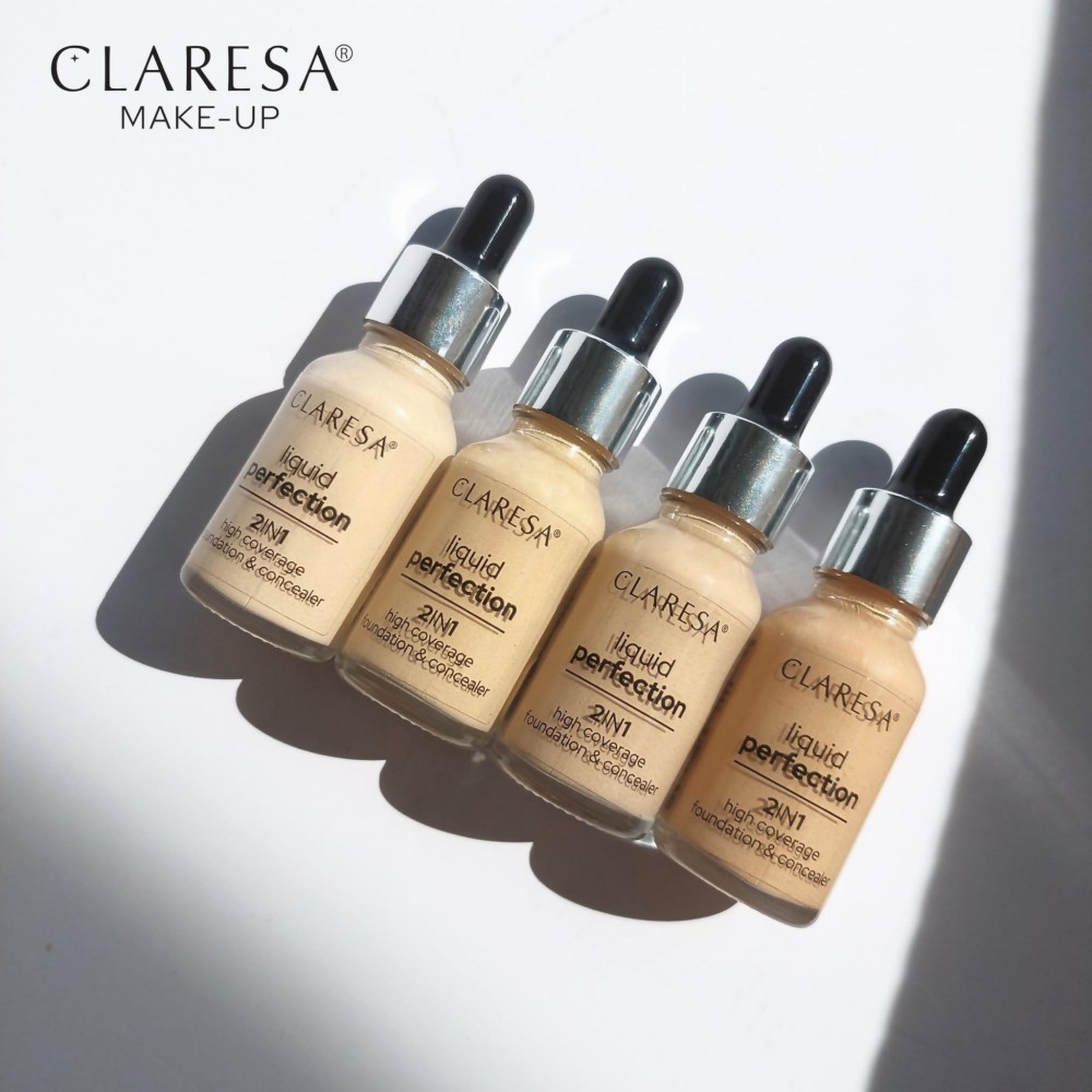 Claresa Liquid Perfection 2 In 1 High Coverage Foundation and Concealer No 104 Nude (18g) MAKEUP