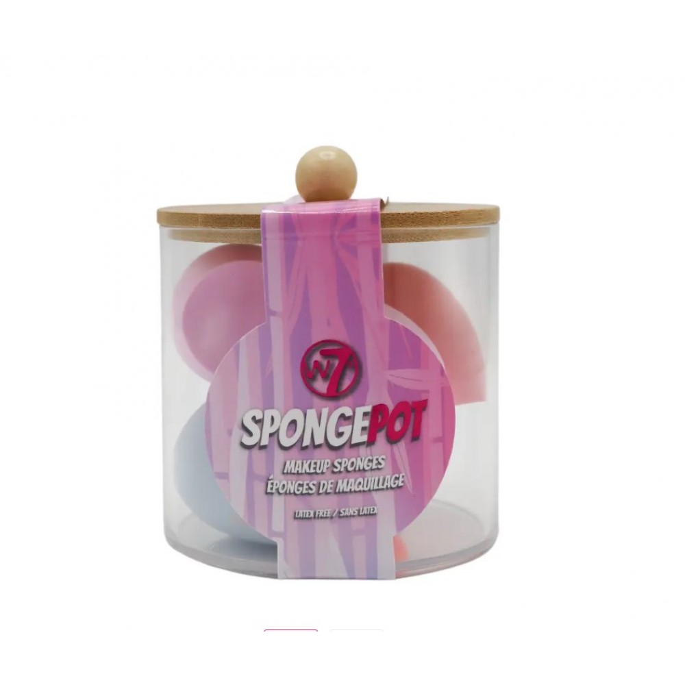 W7 Sponge Pot – Σφουγγαράκια Μακιγιάζ σε Πρακτικό Δοχείο Μακιγιάζ