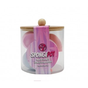 W7 Sponge Pot – Σφουγγαράκια Μακιγιάζ σε Πρακτικό Δοχείο Μακιγιάζ