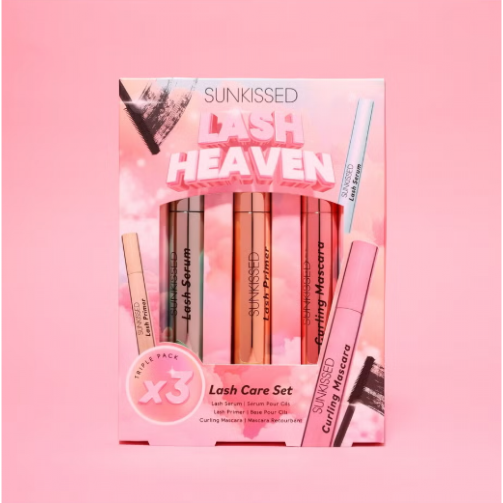 Sunkissed Lash Heaven Care Gift Set 3 Pack Trio Serum, Primer and Curling Mascara (3x10ml) MAKEUP