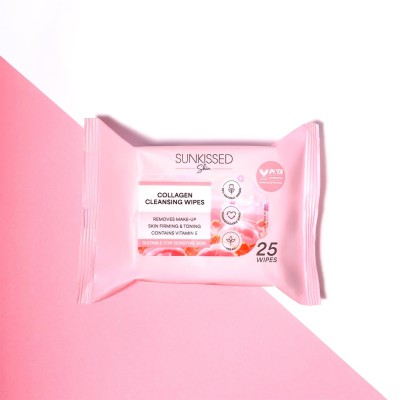 Sunkissed Skin Collagen Cleansing Wipes  25pc
