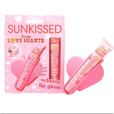 Sunkissed Swizzels Love Hearts Cherry Lip Gloss and Holder -15ml