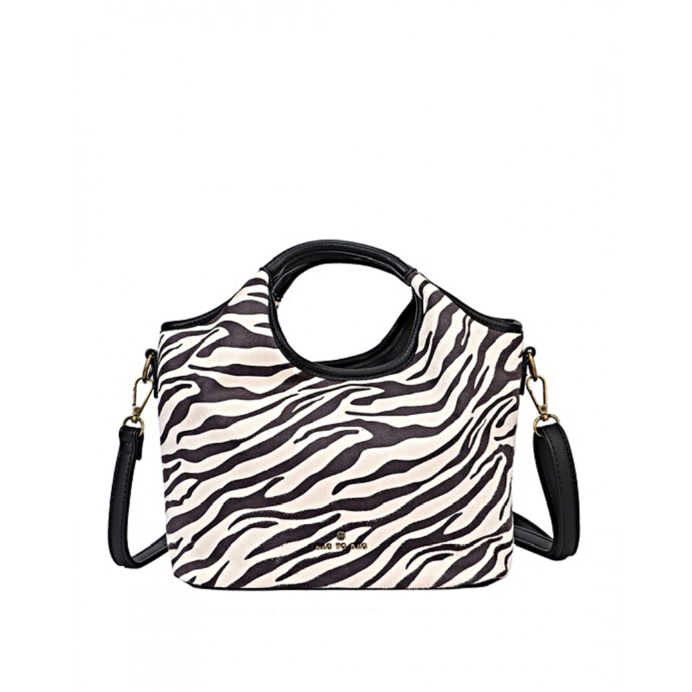 Bag to Bag Τσάντα χειρός  με ρυθμιζόμενο λουράκι και animal print Zebra ACCESSORIES