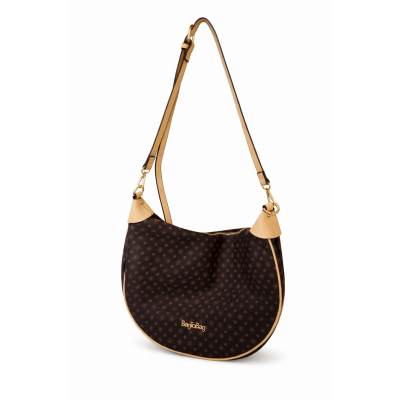 Bag to Bag καφέ τσάντα ώμου με μπεζ λεπτομέρειες