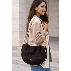 Bag to Bag καφέ τσάντα ώμου με μπεζ λεπτομέρειες ACCESSORIES