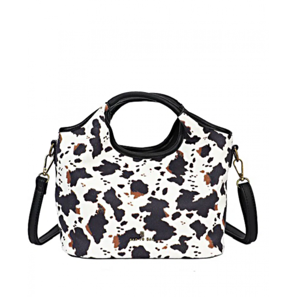 Bag to Bag Τσάντα χειρός  με ρυθμιζόμενο λουράκι και animal print Cow ACCESSORIES