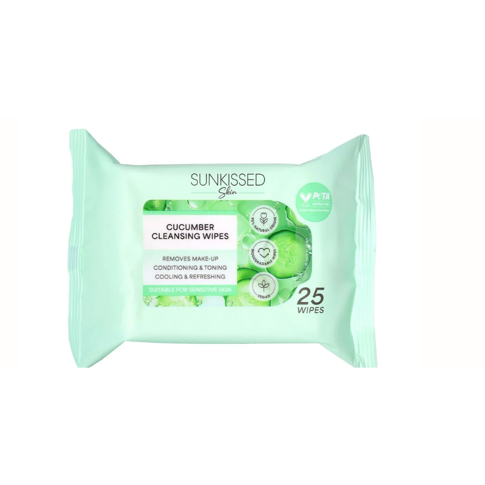 Sunkissed Skin Cucumber Cleansing Wipes for Face & Body 25pc SKINCARE