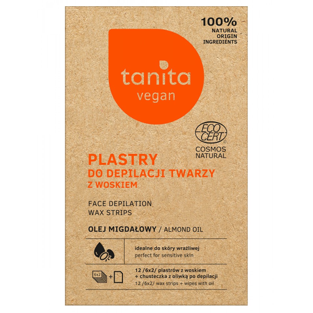 Tanita Vegan Face Wax Strips With Almond Oil (12pcs) Αποτριχωτικά