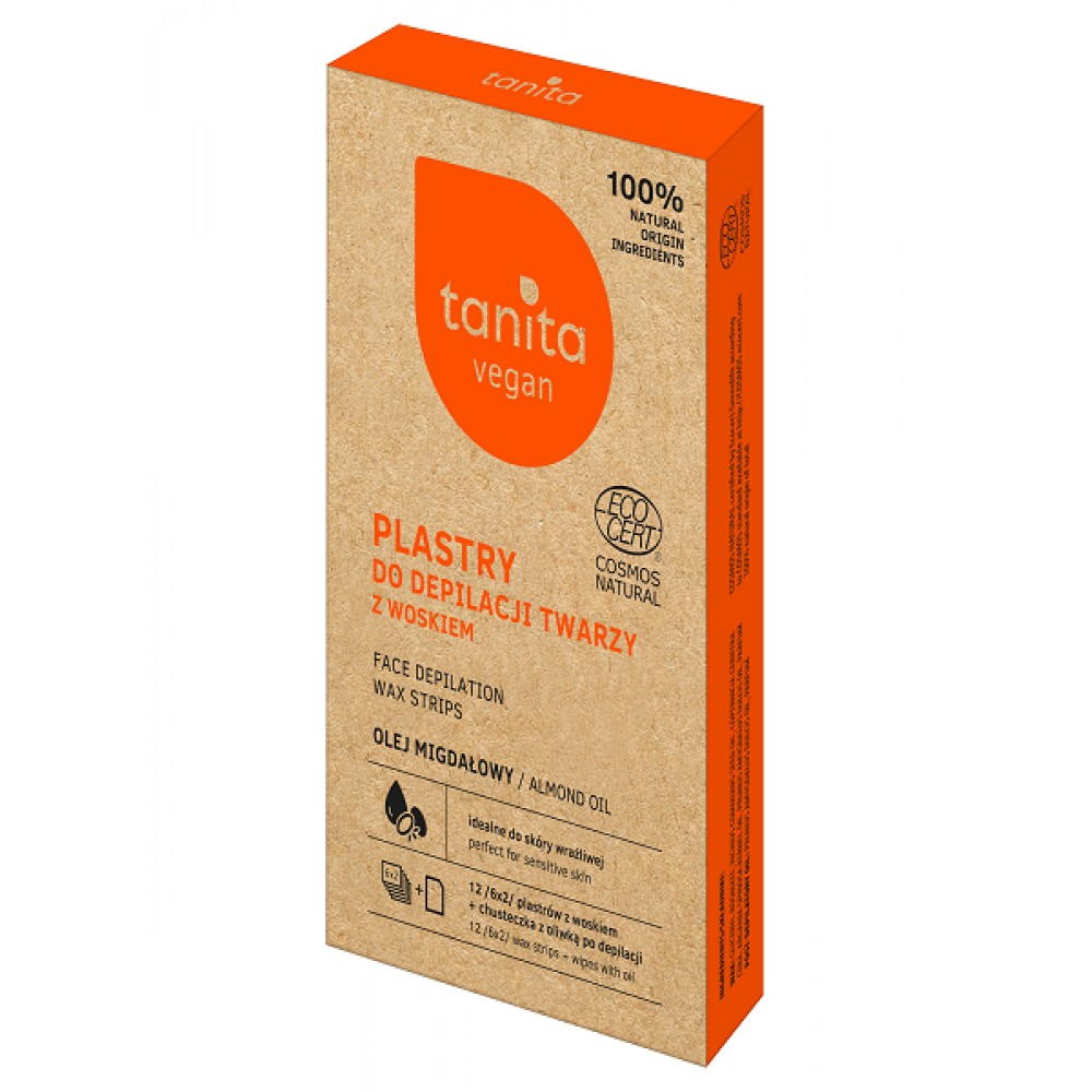 Tanita Vegan Face Wax Strips With Almond Oil (12pcs) Αποτριχωτικά