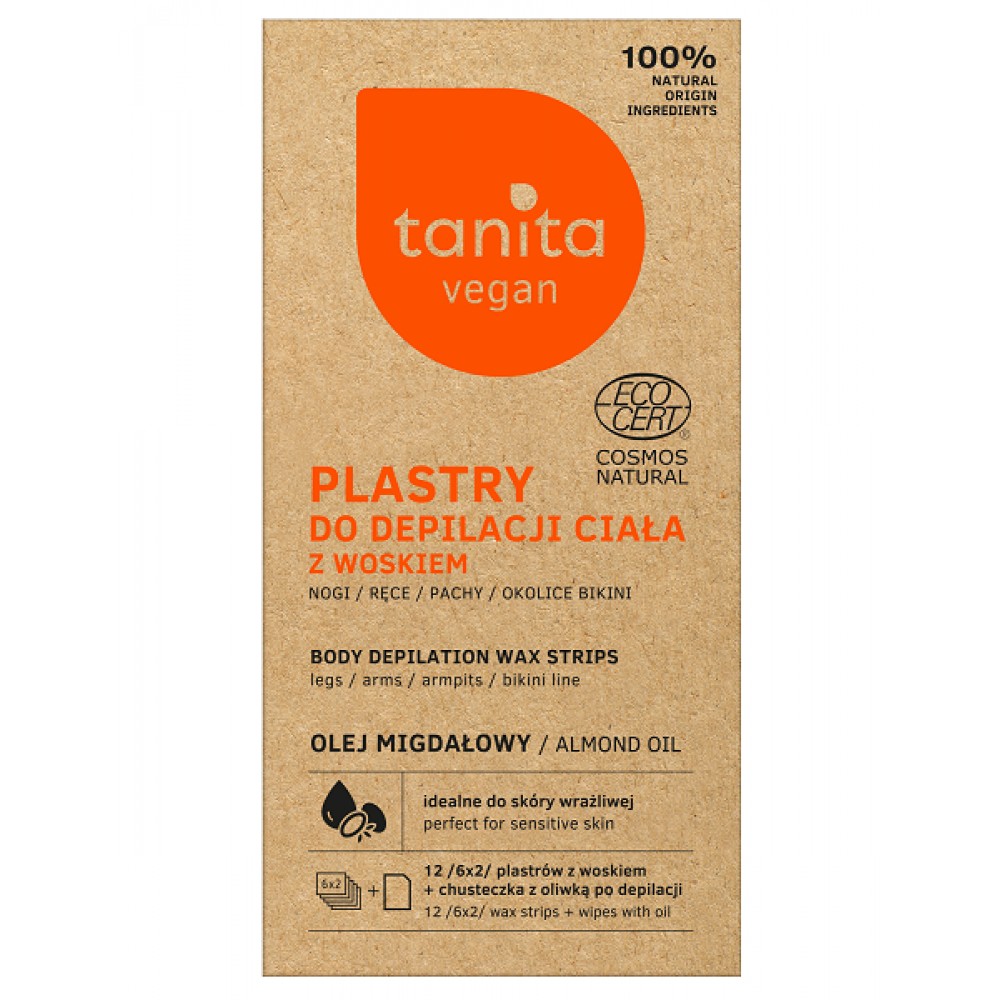 Tanita Vegan Body Wax Strips With Almond Oil (12pcs) Αποτριχωτικά